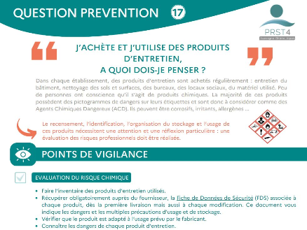 Fiche question prévention sur les produits d'entretien